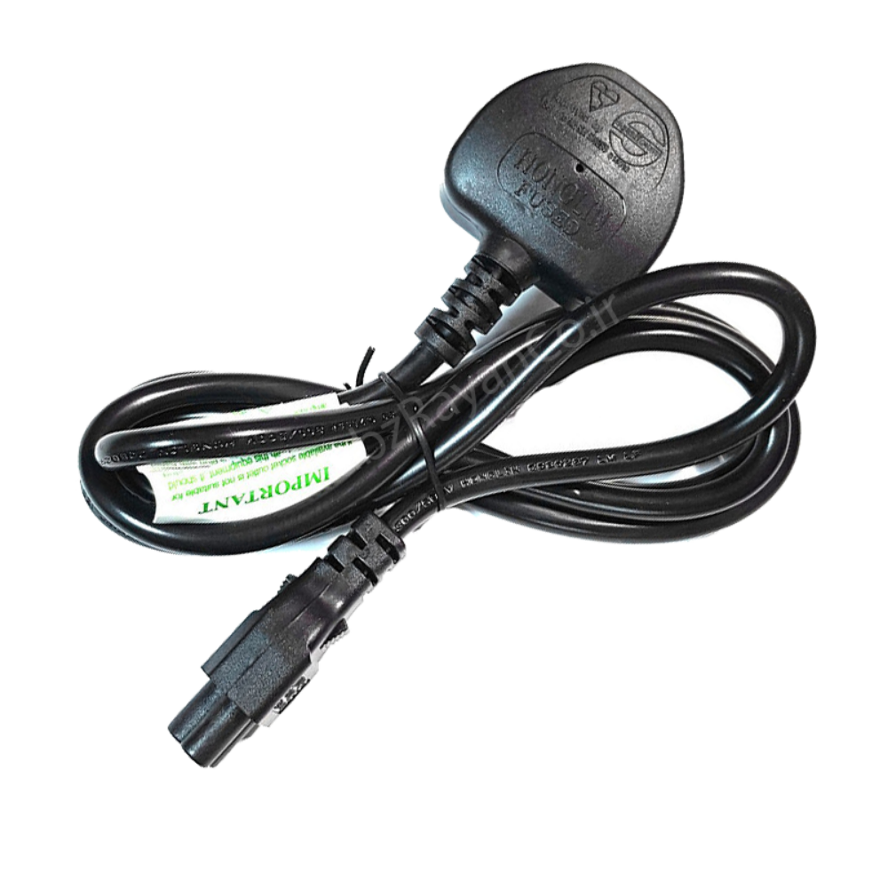 تصویر  کابل برق ۳ پین لپ تپ فیوز دار