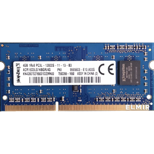تصویر  رم لپ تاپ کینگستون DDR3 1600 ACR16D3LS1KBGR/4G ظرفیت ۴ گیگابایت
