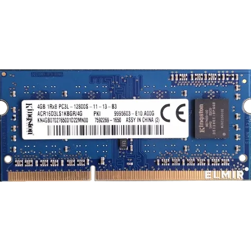 تصویر  رم لپ تاپ کینگستون DDR3 1600 ACR16D3LS1KBGR/4G ظرفیت ۴ گیگابایت